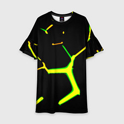 Платье клеш для девочки Кислотные грани плиты, цвет: 3D-принт