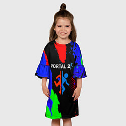 Платье клеш для девочки Portal 2 краски сочные текстура, цвет: 3D-принт — фото 2