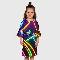 Платье клеш для девочки Counter Strike - neon glow, цвет: 3D-принт — фото 2
