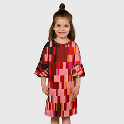 Платье клеш для девочки Красный глитч, цвет: 3D-принт — фото 2