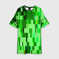 Платье клеш для девочки Зелёный глитч, цвет: 3D-принт