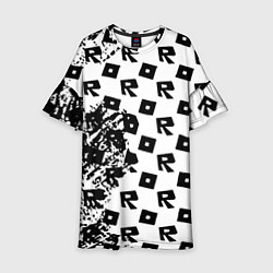 Платье клеш для девочки Roblox pattern game black, цвет: 3D-принт