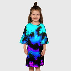 Платье клеш для девочки Marshmello neon space, цвет: 3D-принт — фото 2