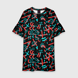 Платье клеш для девочки Цветные геометрические каракули, цвет: 3D-принт
