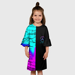 Платье клеш для девочки Mercedes benz неон текстура, цвет: 3D-принт — фото 2