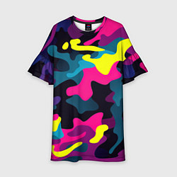 Детское платье Кислотная яркая абстракция в камуфляжном стиле