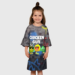 Платье клеш для девочки Чикен Ган - граффити, цвет: 3D-принт — фото 2