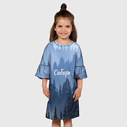 Платье клеш для девочки Сибирь леса, цвет: 3D-принт — фото 2