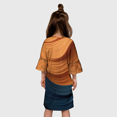 Детское платье Оранжевая и синяя абстракция / 3D-принт – фото 4