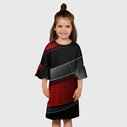 Платье клеш для девочки Красный серый и черный, цвет: 3D-принт — фото 2