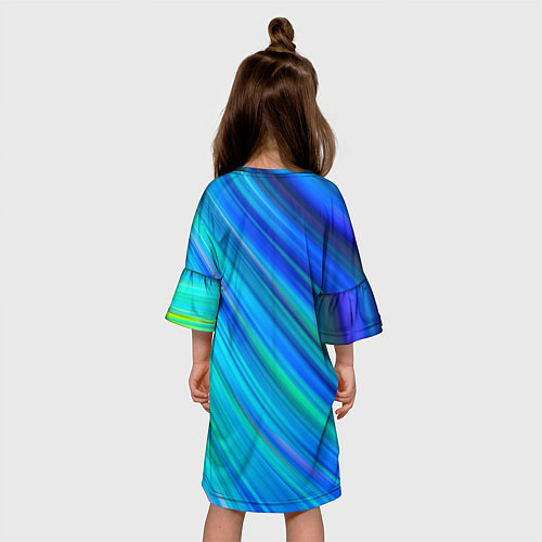 Детское платье Неоновые синие лучи / 3D-принт – фото 4
