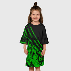 Платье клеш для девочки Неоновые полосы цветные, цвет: 3D-принт — фото 2
