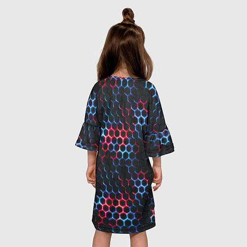 Детское платье Неоновая стальная броня красный и синий / 3D-принт – фото 4