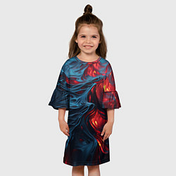 Платье клеш для девочки Яркая волнистая абстракция, цвет: 3D-принт — фото 2