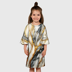 Платье клеш для девочки Мрамор - текстура, цвет: 3D-принт — фото 2