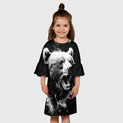 Платье клеш для девочки Медведь на охоте, цвет: 3D-принт — фото 2