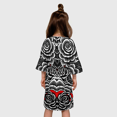 Детское платье Серые паттерны цветы / 3D-принт – фото 4
