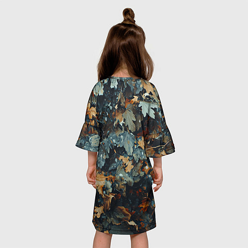Детское платье Реалистичный камуфляж из сухих листьев / 3D-принт – фото 4