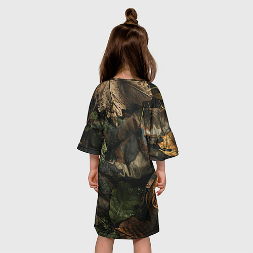 Детское платье Реалистичный охотничий камуфляж из ткани и листьев / 3D-принт – фото 4