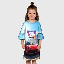 Платье клеш для девочки GTA 6 logo auto, цвет: 3D-принт — фото 2