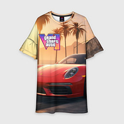 Платье клеш для девочки GTA 6 logo auto style, цвет: 3D-принт