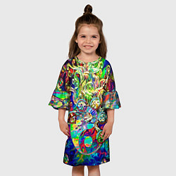 Платье клеш для девочки Знаковые пузырьки, цвет: 3D-принт — фото 2