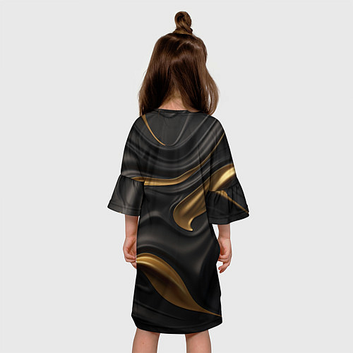 Детское платье Золотистые волны на черной материи / 3D-принт – фото 4