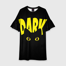 Платье клеш для девочки Dark cat eyes - черный кот, цвет: 3D-принт