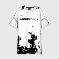 Платье клеш для девочки Nickelback серый дым рок, цвет: 3D-принт