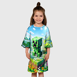 Платье клеш для девочки Крипер - нейросеть, цвет: 3D-принт — фото 2