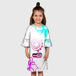 Платье клеш для девочки Blink 182 неоновые краски, цвет: 3D-принт — фото 2