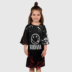 Платье клеш для девочки Nirvana брызги красок, цвет: 3D-принт — фото 2