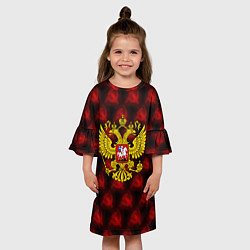 Платье клеш для девочки Герб России паттерн ссср, цвет: 3D-принт — фото 2