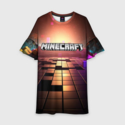 Платье клеш для девочки Minecraft логотип и кубы, цвет: 3D-принт