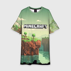 Платье клеш для девочки Minecraft logo квадратный мир, цвет: 3D-принт