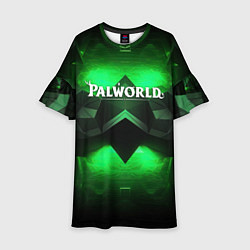 Платье клеш для девочки Palworld logo green dark, цвет: 3D-принт