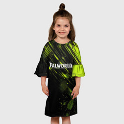 Платье клеш для девочки Palworld logo black green, цвет: 3D-принт — фото 2