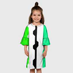 Платье клеш для девочки Техно линии зелёный, цвет: 3D-принт — фото 2