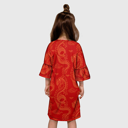Детское платье Красный - дракон / 3D-принт – фото 4