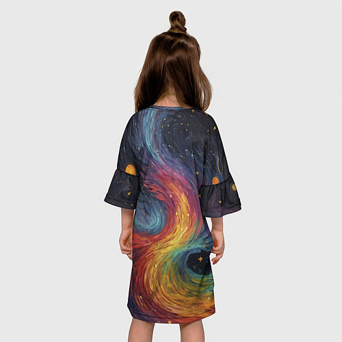 Детское платье Звездный вихрь абстрактная живопись / 3D-принт – фото 4