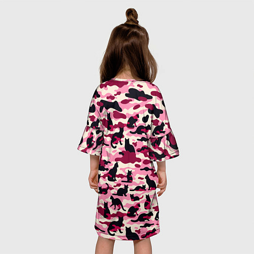 Детское платье Камуфляжные розовые котики / 3D-принт – фото 4