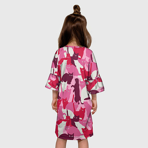 Детское платье Розовый кошачий камуфляж / 3D-принт – фото 4