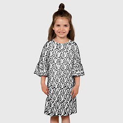 Платье клеш для девочки Чёрный узор на белом фоне, цвет: 3D-принт — фото 2