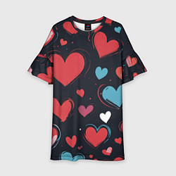 Платье клеш для девочки Сердечный паттерн, цвет: 3D-принт