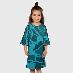 Платье клеш для девочки Изумрудно-бирюзовая графика, цвет: 3D-принт — фото 2