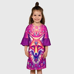 Платье клеш для девочки Лиса с драгоценными камнями, цвет: 3D-принт — фото 2