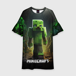 Платье клеш для девочки Minecraft зеленый квадратный монстр, цвет: 3D-принт