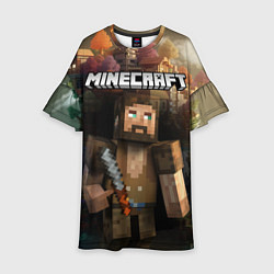 Платье клеш для девочки Minecraft персонаж с бородой у горы, цвет: 3D-принт