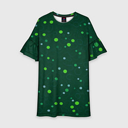 Платье клеш для девочки Прикольный горошек зелёный, цвет: 3D-принт