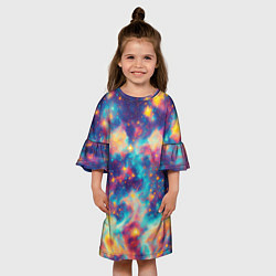 Платье клеш для девочки Космические яркие узоры, цвет: 3D-принт — фото 2